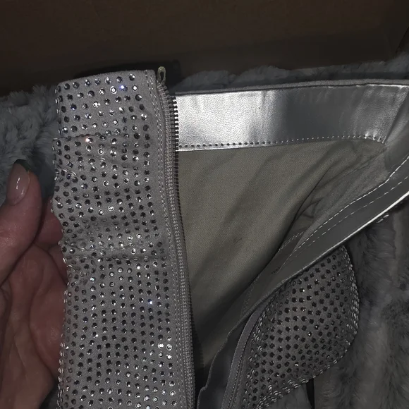 Nine West Glittering Silver Heeled Boots - Picture 3 of 5